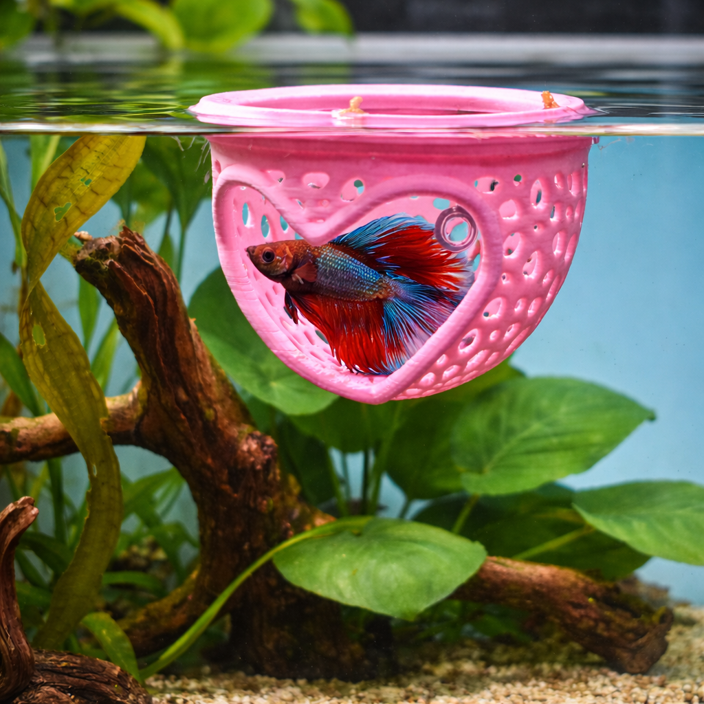 Aquarium Heart Floating Betta Fish Training Glow in the Dark