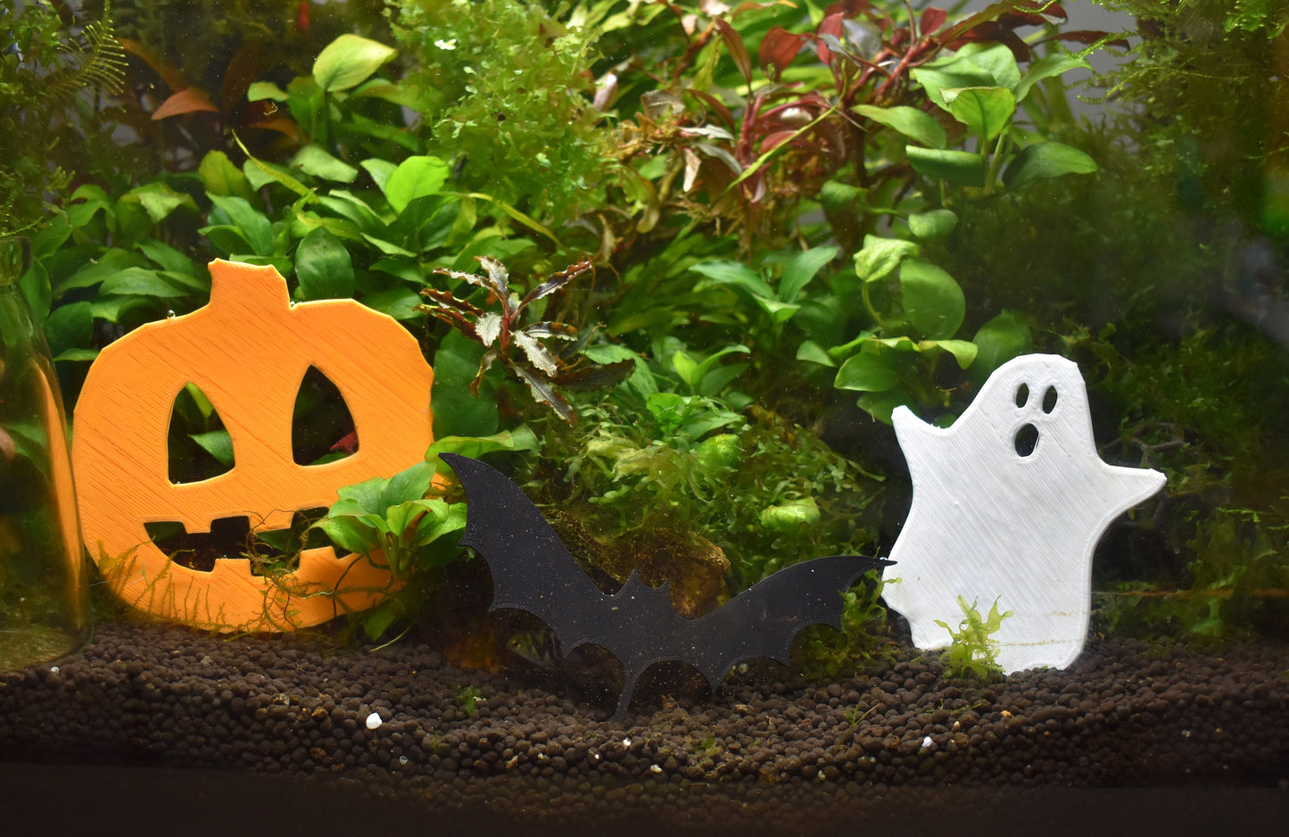Halloween Decoration For Aquarium - Ghost, Pumpking and Bat