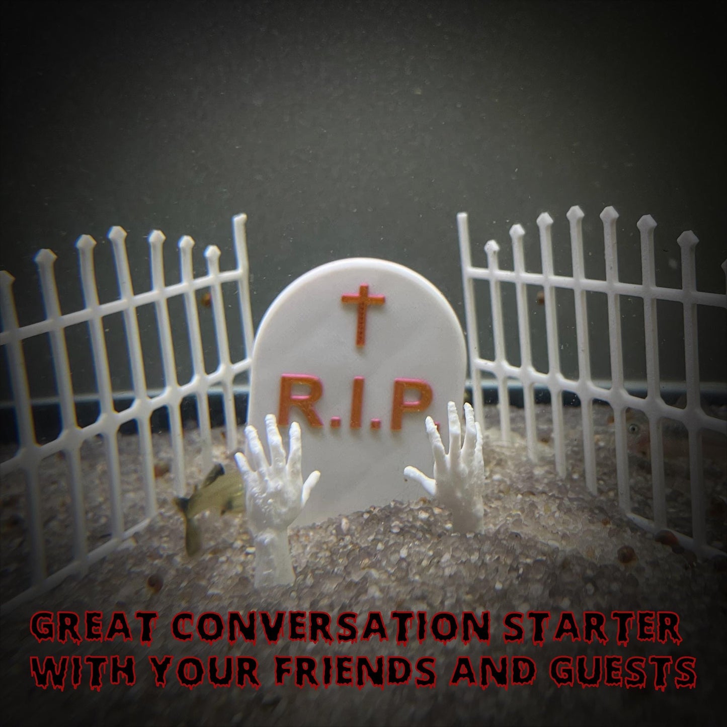 Rise of the Dead, RIP Gravestone Halloween Decoration for Fish Tank