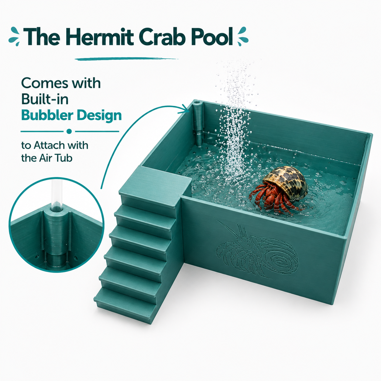 Large Hermit Crab Bubbler Pool