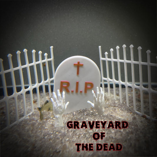 Rise of the Dead, RIP Gravestone Halloween Decoration for Fish Tank, Zombies Hands, DIY Graveyard of the Dead with Spooky Vibe for Aquarium