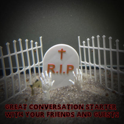 Rise of the Dead, RIP Gravestone Halloween Decoration for Fish Tank, Zombies Hands, DIY Graveyard of the Dead with Spooky Vibe for Aquarium