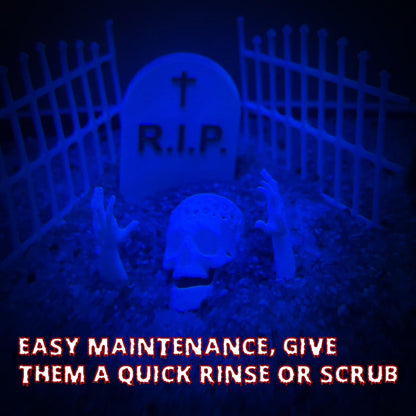 Rise of the Dead, RIP Gravestone Halloween Decoration for Fish Tank, Zombies Hands, DIY Graveyard of the Dead with Spooky Vibe for Aquarium