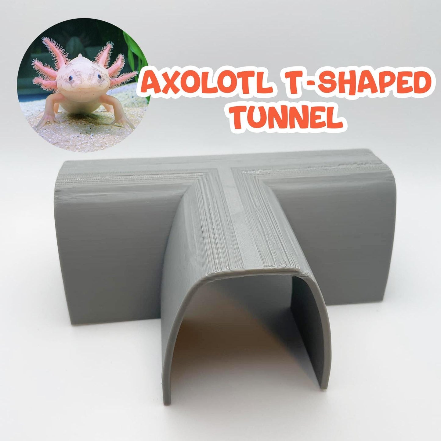 3D-Printed T-Shaped Tunnel For Axolotl and Pleco