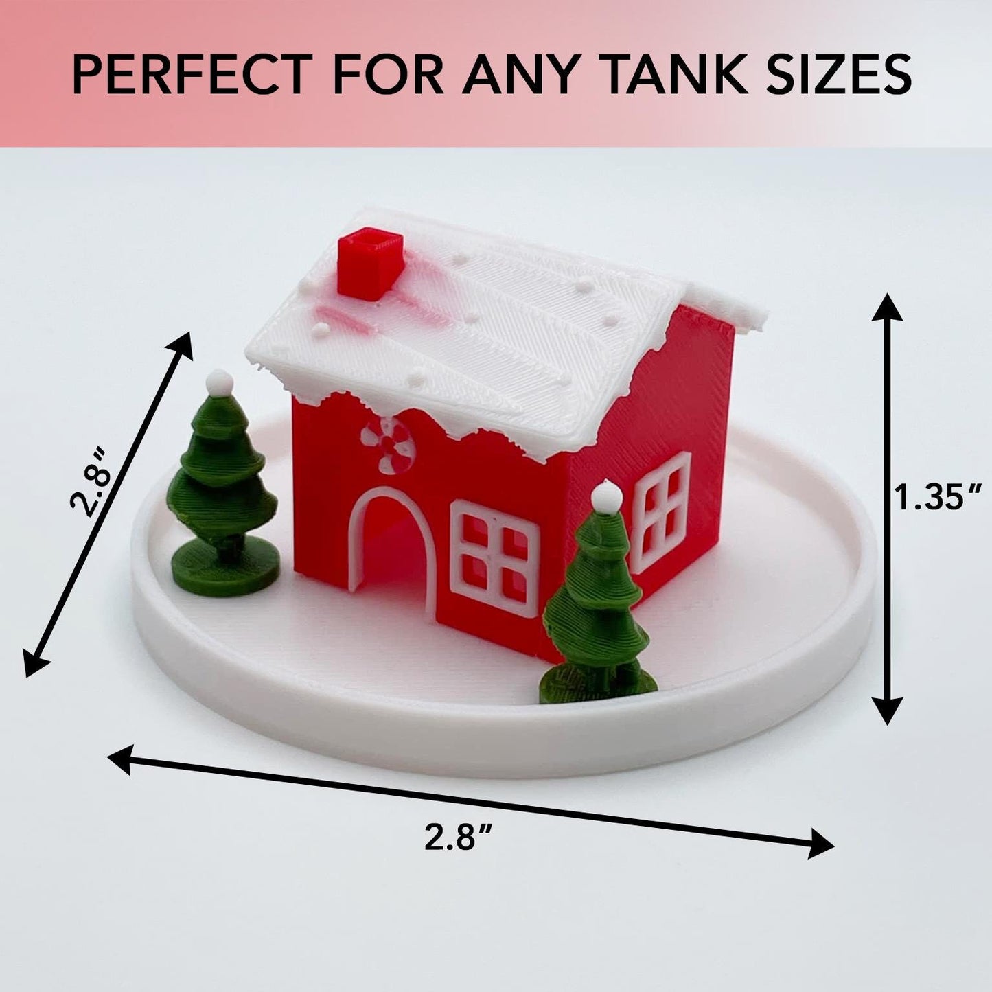 Floating Miniature House with Christmas Tree and Frosted Roof