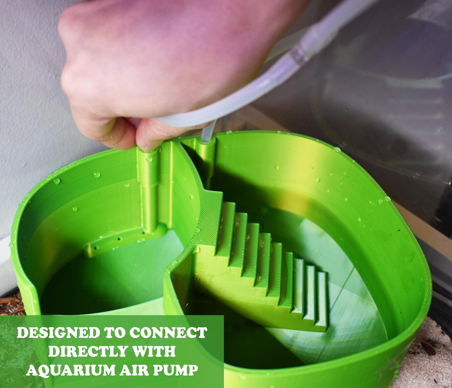 Hermit Crab Bubbler Pool. Separated Fresh & Salt Water Soaking with Built-In Bubbler. Dual-Zone Hermit Crab Bathtub. Easy Climbing Ramp.