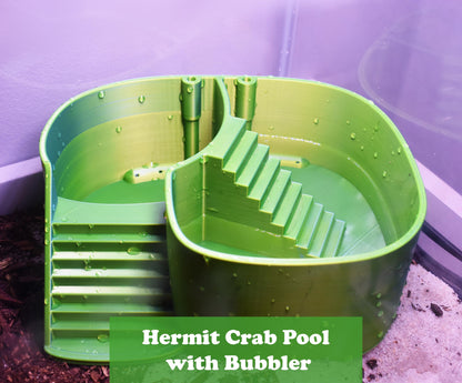 Hermit Crab Bubbler Pool. Separated Fresh & Salt Water Soaking with Built-In Bubbler. Dual-Zone Hermit Crab Bathtub. Easy Climbing Ramp.
