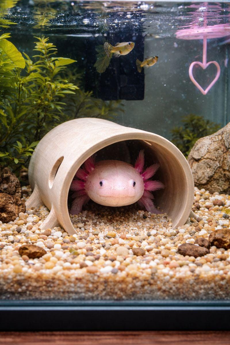 Giant Axolotl Natural Hiding Log.