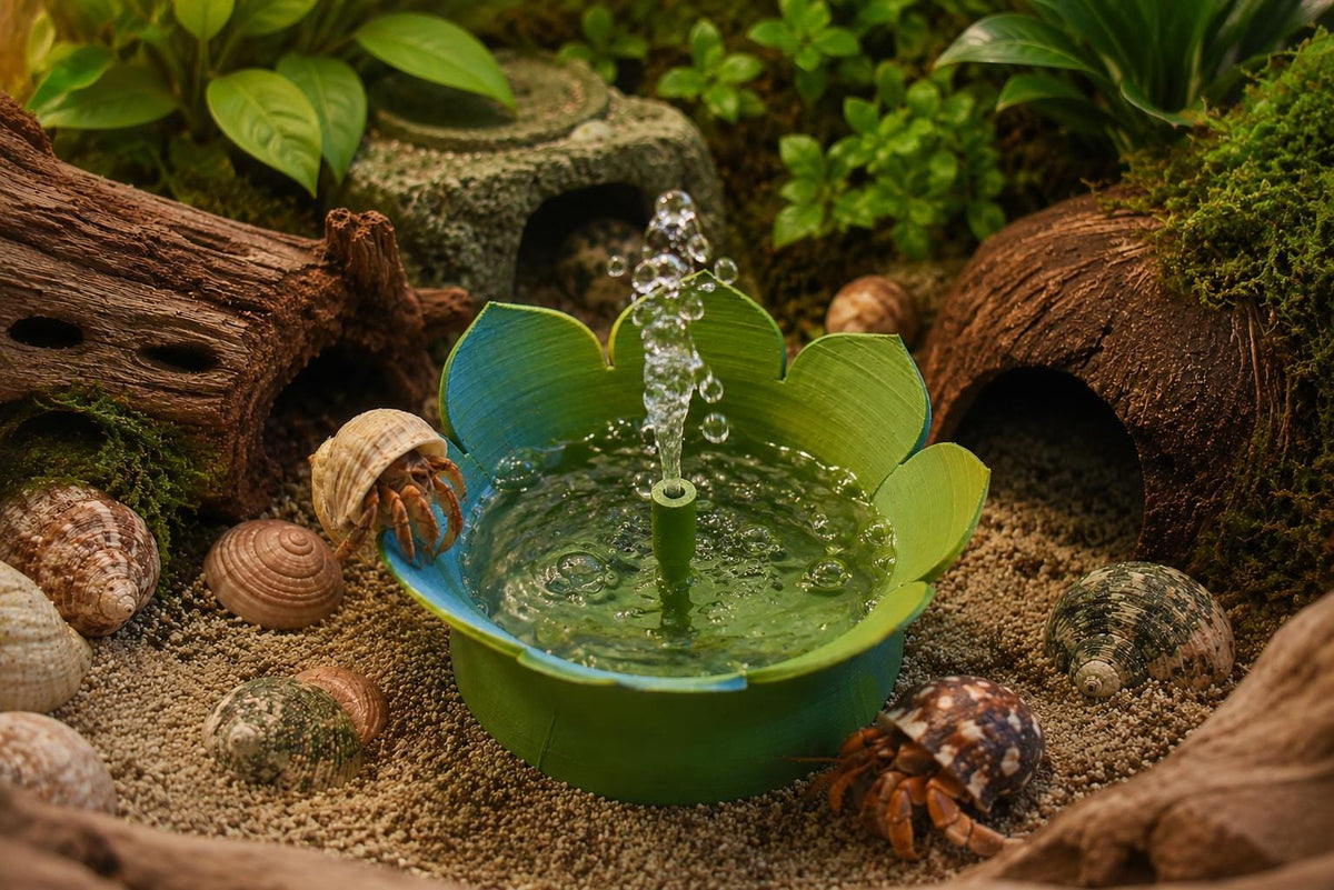 Lotus Hermit Crab Pool with Bubbling Fountain