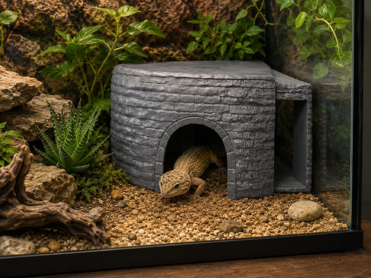 Natural Rock Corner Cave Hide – Reptile & Axolotl Hideout