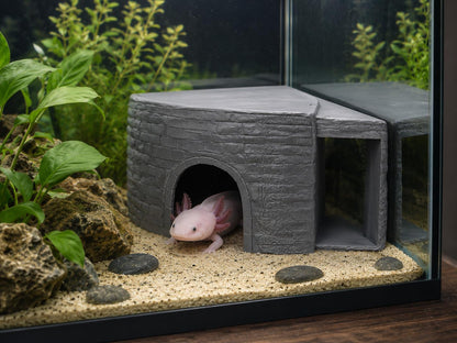 Natural Rock Corner Cave Hide – Reptile & Axolotl Hideout