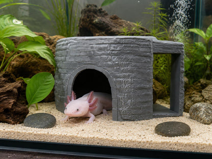 Natural Rock Corner Cave Hide – Reptile & Axolotl Hideout