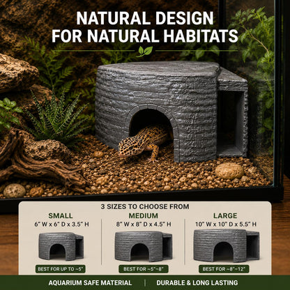 Natural Rock Corner Cave Hide – Reptile & Axolotl Hideout