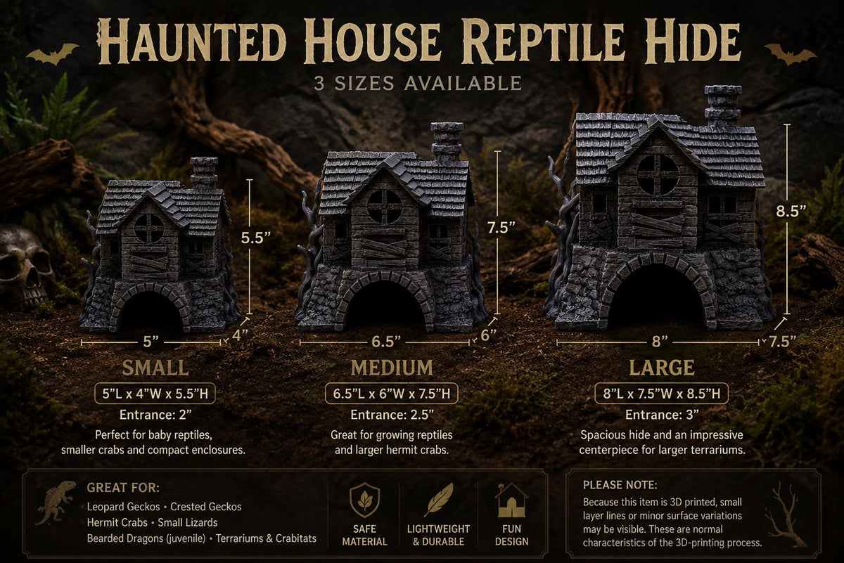 Haunted House For Reptile Hide - Gothic Hermit Crab Hideout