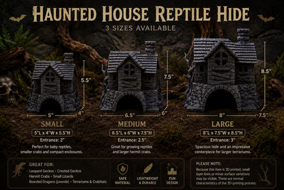 Haunted House For Reptile Hide - Gothic Hermit Crab Hideout