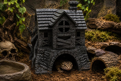 Haunted House For Reptile Hide - Gothic Hermit Crab Hideout