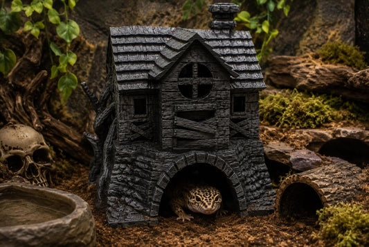 Haunted House For Reptile Hide - Gothic Hermit Crab Hideout