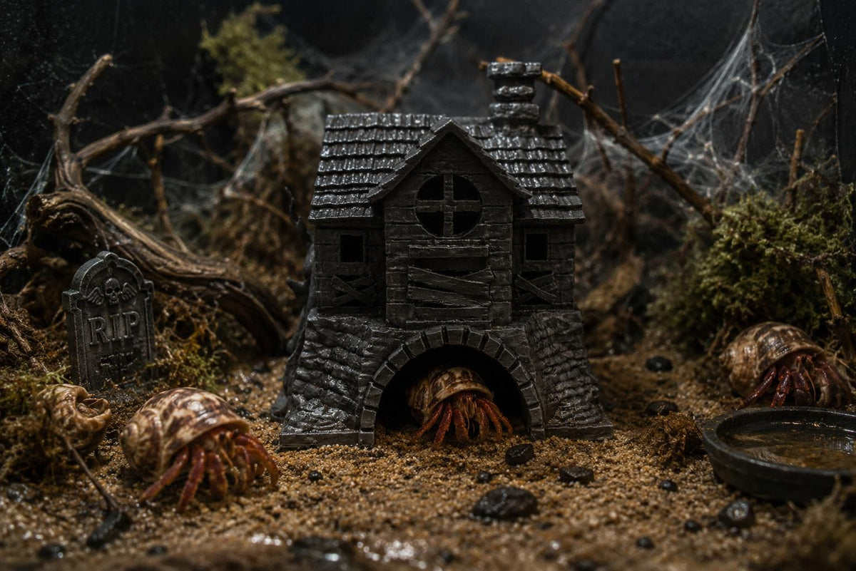 Haunted House For Reptile Hide - Gothic Hermit Crab Hideout