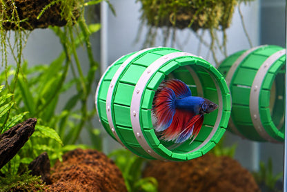 Wooden Barrel Tunnel For Betta Fish Hide Out