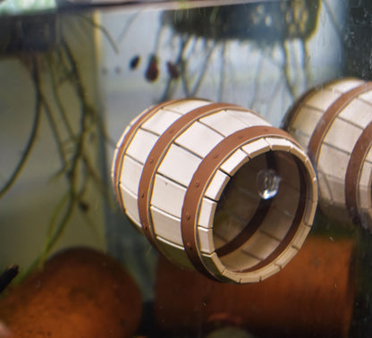 Wooden Barrel Tunnel For Betta Fish Hide Out