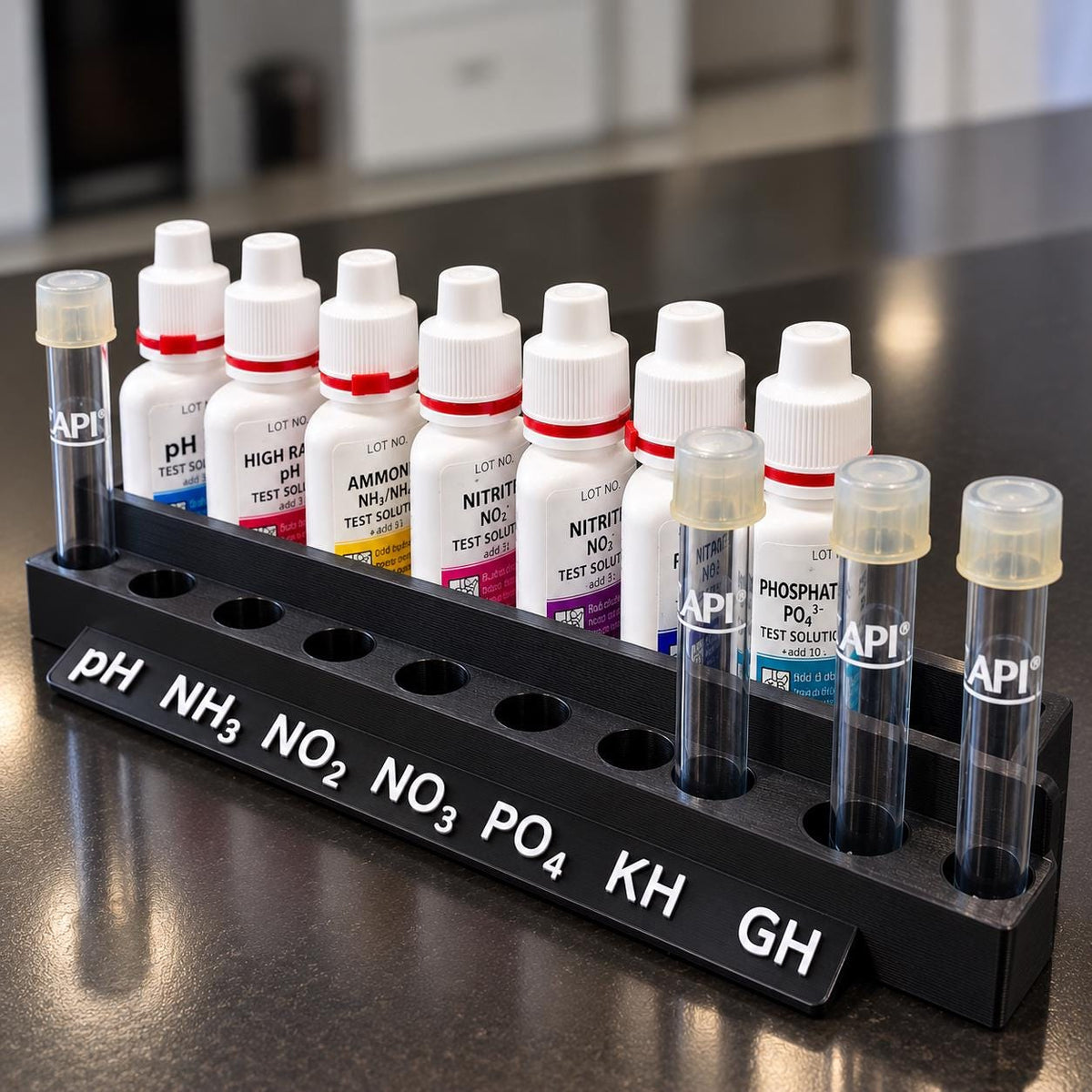 9 Bottle Aquarium Water Testing Kit Organizer.